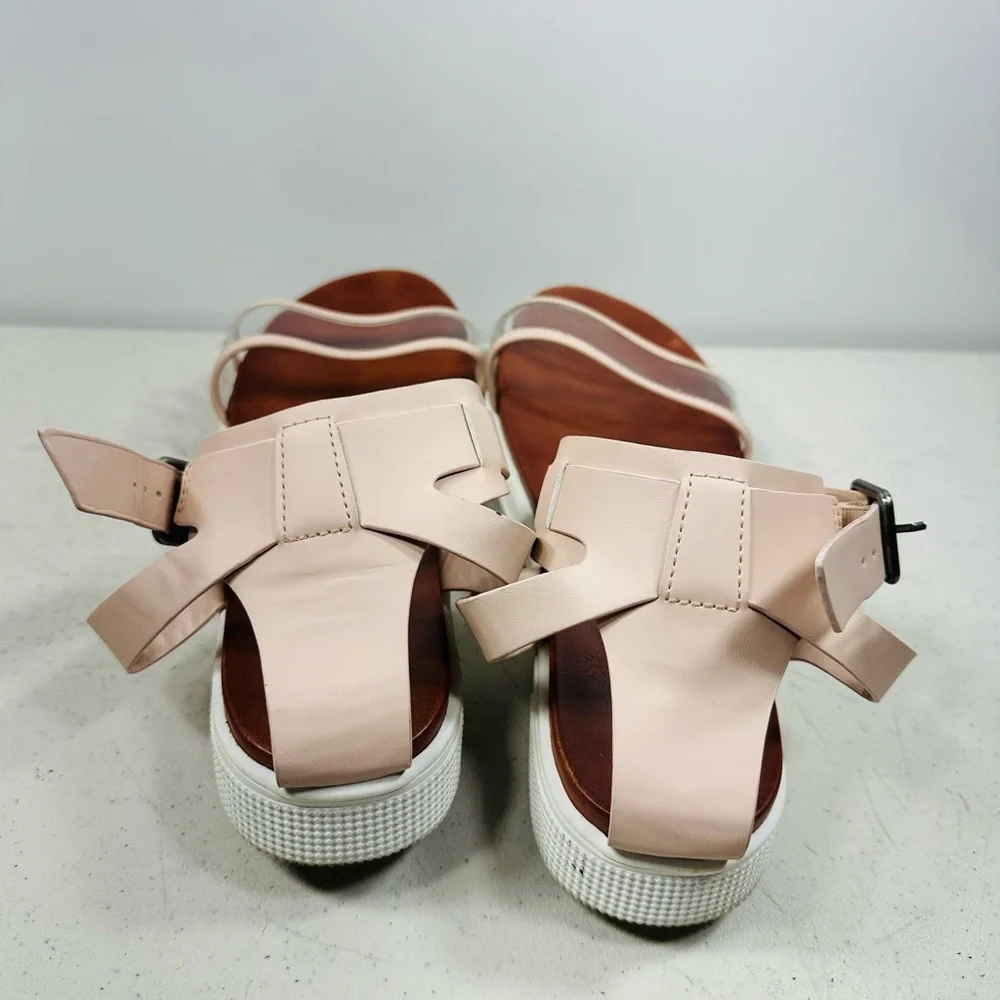MIA Sandals Womens 10 Casual Ankle Strap Open Toe Platform Pink Faux Leather